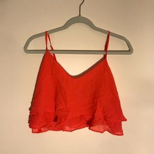 Red flowy crop top